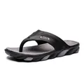 Men's Soonfly black and grey thong sandals for casual summer beach and outdoor use - 39 / Black and Gray