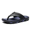 Men's casual summer flip-flops in black and blue with textured non-slip footbed - 39 / Black Blue