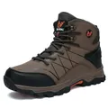 Professional men's brown high-top hiking boots with leather finish and durable non-slip sole - 39 / Single Lining Style (2510) / Khaki