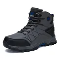 Men's high-top hiking boots in grey and black featuring rugged outsoles and leather - 39 / Single Lining Style (2510) / Gray