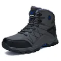 Men's high-top gray winter hiking boots with warm fur lining and durable rubber sole - 39 / Padded Style (2510) / Gray