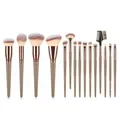Professional 15-piece makeup brush set with rose gold ferrules and soft synthetic bristles. - 15 Pieces / Champagne Gold