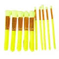 Ensemble de 10 pinceaux de maquillage jaune fluo en fibres synthétiques - Lot de 10 Pièces / Jaune