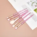 Set di 5 pennelli da trucco professionali con manici rosa glitterati a cristallo - Set da 5 / Rosa