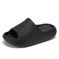 Fashionable black unisex bubble slides with thick non-slip sole for beach and outdoor - 36 / Black