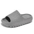 Unisex grey thick-soled slide sandals with textured fish scale pattern for beach - 36 / Gray
