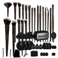 Kit complet de 48 outils de maquillage avec 30 pinceaux professionnels et une trousse. - Kit d'Outils Maquillage Professionnel / Ensemble de 48 pièces / Noir