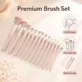 Details of 13pcs pink makeup brush set with soft bristles and durable matte handles - 13 Pieces / Pink