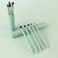 Portable 5-piece mint green makeup brush set with travel storage tube for eyeshadow - 5 Pcs Set / Green