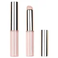 Portable mini silicone lip brush with transparent pink body and shiny rose gold cap - Round Head With Cap / Transparent Handle Pink Silicone Lip Brush