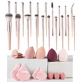 Professionelles 30-teiliges rosa Make-up-Pinsel-Set mit Schwämmen und Puderquasten - 20 Brushes + 14 Beauty Tools / Rosa