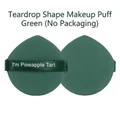 Professional pointed makeup powder puff in deep green finish with pineapple tart themed strap - Single Pointed Pineapple Shape / Dark Green