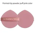 Pointed teardrop pink makeup powder puff for air cushion foundation application - Single Pointed Strawberry Shape / Pink