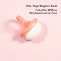 Soft pink ring-style nail dust brush with dense white bristles for professional manicure - Pink