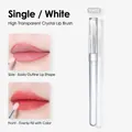 Portable white silicone lip brush with transparent crystal handle for precise makeup application - White Lip Brush with Cap