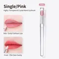 Pink silicone lip brush with transparent handle for precise lip makeup contouring - Pink Lip Brush with Cap