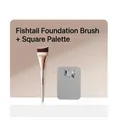 Professional fishtail foundation brush set with stainless steel square mixing palette tool - Fish-tail Foundation Brush and Palette Set
