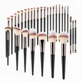 Juego profesional de 30 brochas de maquillaje negras con virolas de oro rosa - Pack de 30 / Negro y Oro