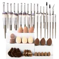 Professionelles 20-30-teiliges Make-up-Pinselset inklusive Schwämmen und Puderquasten - 30 Pinsel + 25 Beauty-Werkzeuge / Braun