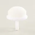 Close-up of a white soft-bristled nail cleaning brush with a ring-shaped handle - Single Stem / White