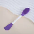 Double-ended purple silicone face mask brush with facial cleansing bristles and spatula - Double-Ended Purple Blade Shape / Purple