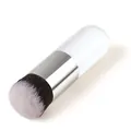 Detailed view of dense synthetic bristles and silver ferrule on contour brush - Chubby Series (Y117-Contour) / White Silver