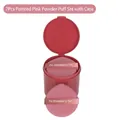 7-piece set of pink teardrop shaped makeup powder puffs with a matching storage box - 7 Pieces Pointed Strawberry Puffs With Box / Pink