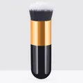 Professional lymphatic contour makeup brush with golden ferrule and dense synthetic bristles. - Chubby Series (Y117-Contour) / Black & Gold
