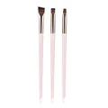 Set of 3 professional pink eye makeup brushes featuring precise angled eyeliner tools - 3pcs / Pink Handle Gold Tube
