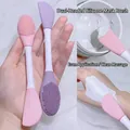 Double-ended silicone facial mask brush in pink and purple colors - Double-Ended Pink Blade Shape / Pink