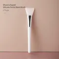 Soft white shovel-shaped silicone facial mask brush applicator with silver ferrule - Shovel Type / 1 Piece