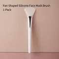Professional fan-shaped silicone facial mask brush with white handle for smooth mud application - Fan Shape / 1 Piece