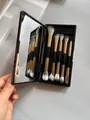 Juego de 4 brochas de maquillaje de doble punta en un estuche negro con espejo - Pequeño Gorrión 5 Piezas / Negro