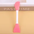 Double-ended pink silicone facial mask brush with ergonomic white handle for skincare - Double Sided / Red