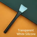 Soft white silicone mask brush with black handle for DIY facial skincare applications - Fan Shape / 1 Piece / Clear White