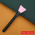 Professional silicone face mask brush with pink soft head and sleek black handle - Fan Shape / 1 Piece / Pink