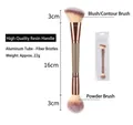 Professionele dubbelzijdige make-up kwast voor poeder en blush, lengte 16 cm. - Enkele Dubbelzijdige Koffieborstel (Plastic Steel)