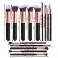 14-piece professional makeup brush set with precise length measurements in cm and inch - 14 Pieces/Pack / Black & Gold