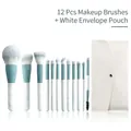 Kit professionnel de 12 pinceaux de maquillage marbrés avec pochette enveloppe blanche - 12 Pinceaux + Sac Enveloppe Blanc