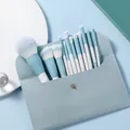 Set de 12 pinceaux de maquillage bleu clair avec une pochette assortie de voyage - 12 Pinceaux + Sac Enveloppe Bleu