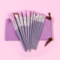 Set di 13 pennelli da trucco viola con morbida custodia coordinata per il viaggio. - Smalto Marmorizzato
