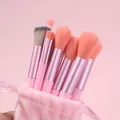 Set di 13 pennelli per il trucco rosa professionali con setole morbide e custodia in peluche - Rosa