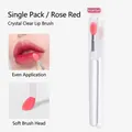 Professional rose red round head silicone lip brush with clear crystal handle for blending - Single Pack / Rose Red