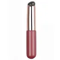 Mini portable round silicone lip brush with pinkish-mauve handle for seamless blending - Single Pack / Natural Wood Color