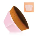 Brocha de maquillaje profesional grande ondulada rosa con cerdas sintéticas densas - 55 Brocha de Base Grande / Rosa