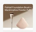 Professional fishtail foundation brush and marshmallow makeup sponge puff duo set - Fish-tail Foundation Brush and Marshmallow Puff Set