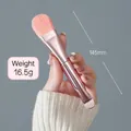 Professional dual-ended pink face mask brush with spatula scoop in rose gold finish - Rose Gold Soft Bristle Style