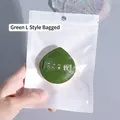 Professional green L-sized marshmallow makeup puff stored in a clear frosted zip bag - Green (Size L) / Bag Packaging