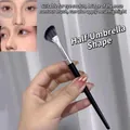 Professional angled nose contour makeup brush with soft bristles for precise highlighting and shading - Half-Fan Nose Shadow Brush (Black)