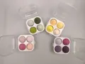 Portable 4-piece makeup sponge set in transparent travel case with multi-colored blenders - Square Box / Set of 4 / Green